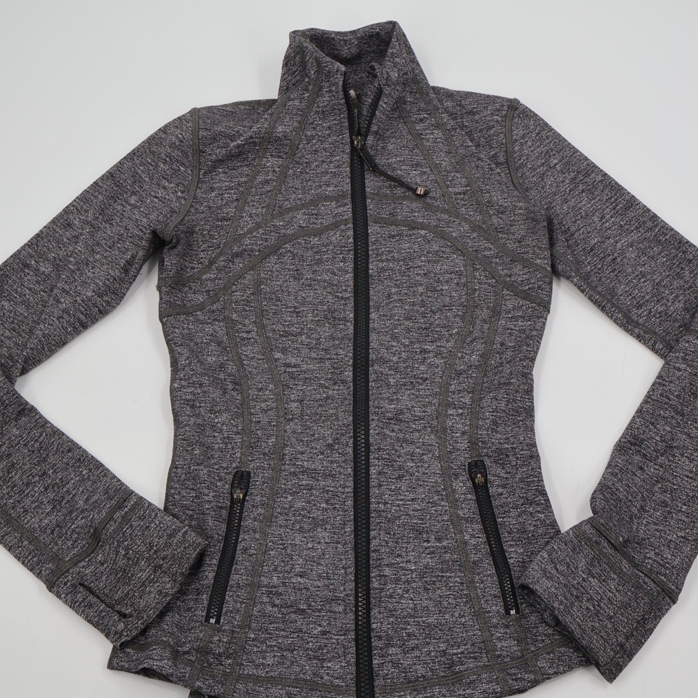 Lululemon Define Jacket Womens 2 Heathered Gray Space Dye Full Zip Thumbholes